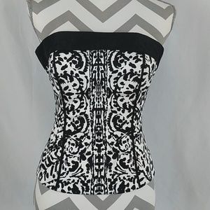 WHBM White House Black White Print Bustier Sz 0